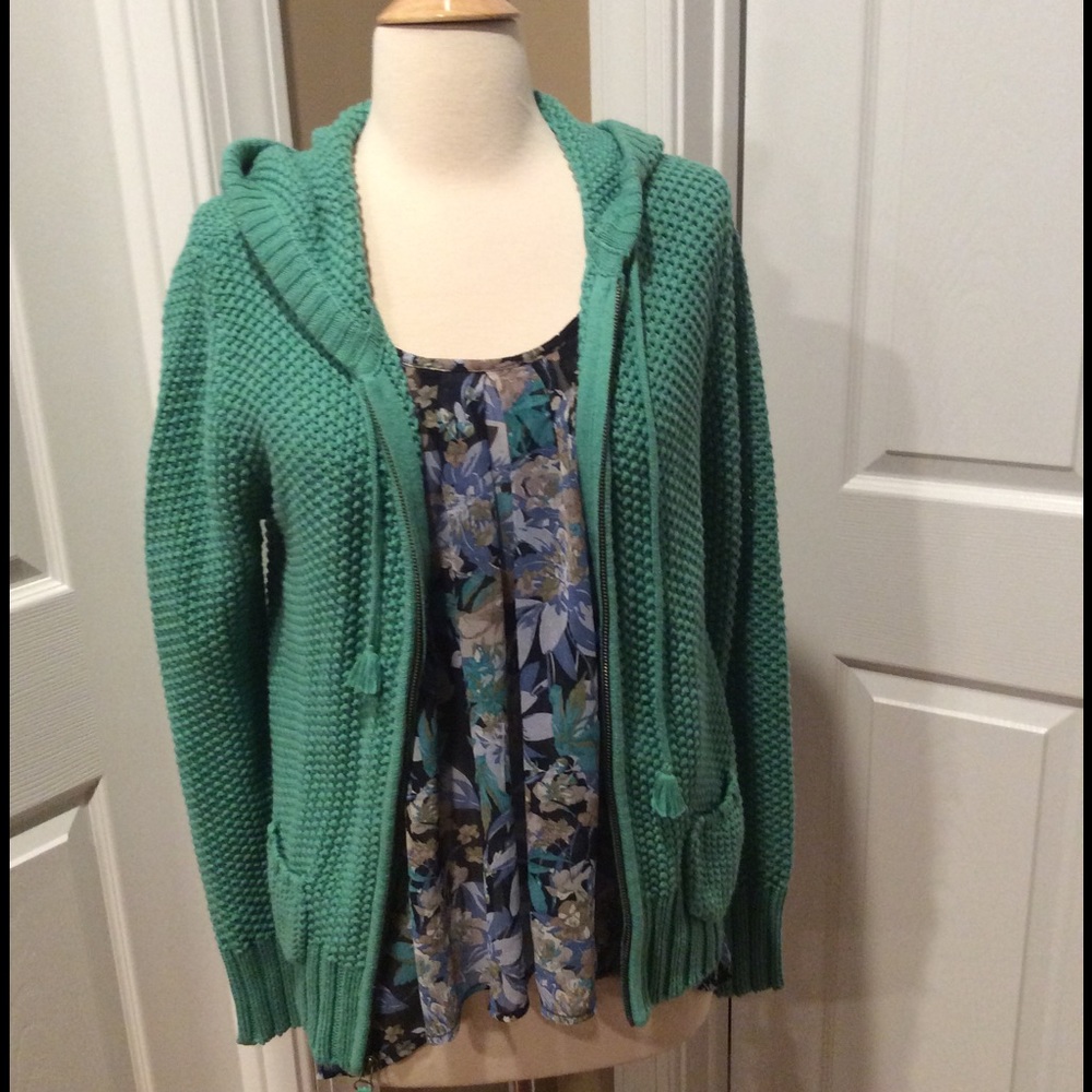 Hooded zip up cardigan sweater SZ M